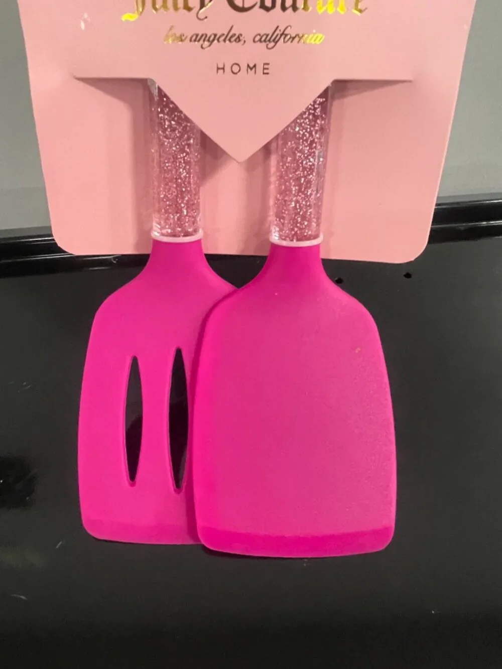 Juicy Couture Home Pink Glitter 2 Pc Silicone Spatula Set NIP